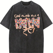 Relaxed Short-sleeved Round-neck Vintage Washed T-Shirt in Black