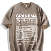 Grandma Nutrition Facts Vintage Washed T-Shirt in Brown
