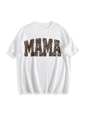 Leopard Mama Mothers Day Mom Retro Mama for Mom Mama Cotton T-Shirt in White