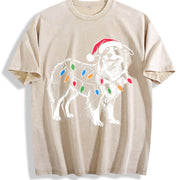 Australian Shepherd Christmas Vintage Washed T-Shirt in Beige