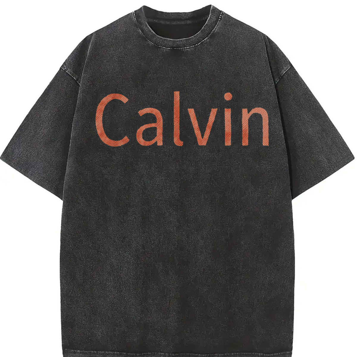 Calvin Name Typography Vintage Washed T-Shirt in Black
