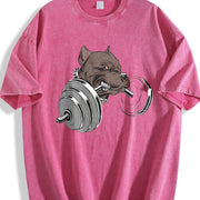 Weightlifting Wolf Vintage Washed T-Shirt in Red