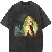 Glam Doll Drinking Vintage Washed T-Shirt in Black
