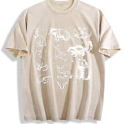 Forest Animals 90s ® Tattoo Vintage Washed T-Shirt in Beige