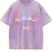 USA 4th Of July Patriotic vintage washed oversized T-shirt in Purple