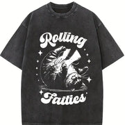 Retro Rolling Fatties 90s Vintage Washed T-Shirt in Black