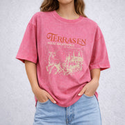 Terrasen Home of Stag vintage washed oversized T-shirt in Red
