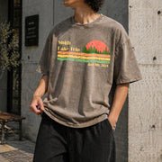 Custom Camping Custom Lake Trip Vintage Washed T-Shirt in Brown