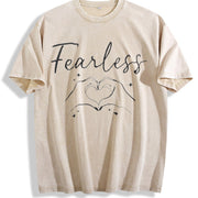 Fearless Hands Sign Vintage Washed T-Shirt in Beige