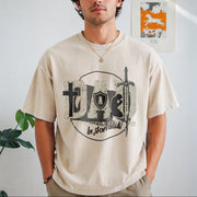 Man of God Husband Dad Christian Dad Father's Day Vintage Washed T-Shirt in Beige