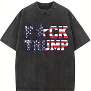 Fuck Trump USA Flag Vintage Washed T-Shirt in Black