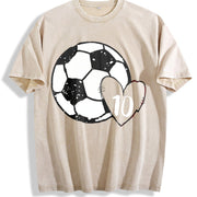 Soccer Baseball Number 10 Vintage Washed T-Shirt in Beige