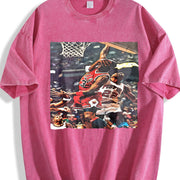 MJ Hard Foul 80's 90's Dunk Bad Boy Detroit vintage washed oversized T-shirt in Red