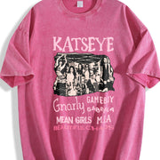 Katseye Beautiful Chaos Tracklist Vintage Washed T-Shirt in Red