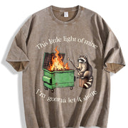 Parody : Dumpster Fire Raccoon Mental Health vintage washed oversized T-shirt in Brown