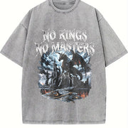 No Kings No Masters 90s Vintage Washed T-Shirt in Gray