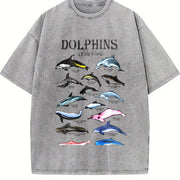 Dolphins of the World Vintage Washed T-Shirt in Gray