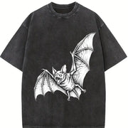Bat 90s Retro ® Bats Gothic Y2k Vintage Washed T-Shirt in Black