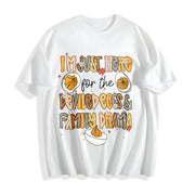 Preppy I'm Just Here for the Deviled Eggs & Family Drama Cotton T-Shirt in White