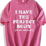 I Have the Perfect Body in My Freezer Vintage Washed T-Shirt in Red