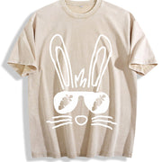 Popular Fashionable Letters Vintage Washed T-Shirt in Beige