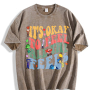 It's Okay to Feel All the Feels 2 Slides Vintage Washed T-Shirt in Brown