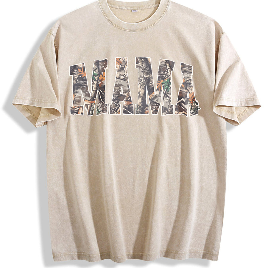 Hunting Mama Camo Mama Mother's Day vintage washed oversized T-shirt in Beige