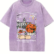 With a Patterned Vintage Washed T-Shirt in Purple