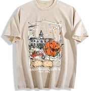 With a Patterned Vintage Washed T-Shirt in Beige