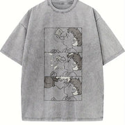 Ponyo Studio Ghibli Anime vintage washed oversized T-shirt in Gray