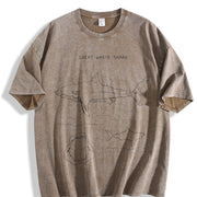 A Great White Shark Vintage Washed T-Shirt in Brown