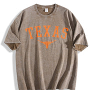Texas Longhorn Tank Vintage Washed T-Shirt in Brown