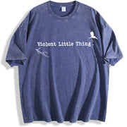 Violent Little Thing Basgiath War College Fourth Wing vintage washed oversized T-shirt in Blue