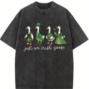 St. Patrick's Day Irish Goose vintage washed oversized T-shirt in Black
