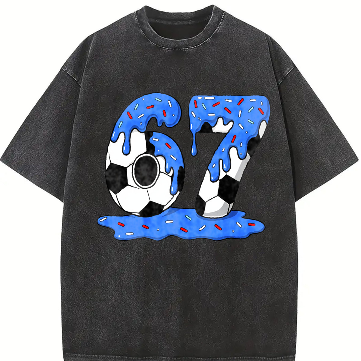 67 Soccer Vintage Washed T-Shirt in Black