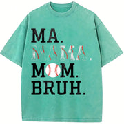 Ma Mama Mom Bruh Baseball Vintage Washed T-Shirt in Blue
