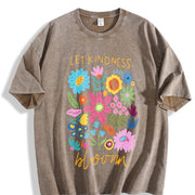 Let Kindness Bloom Vintage Washed T-Shirt in Brown