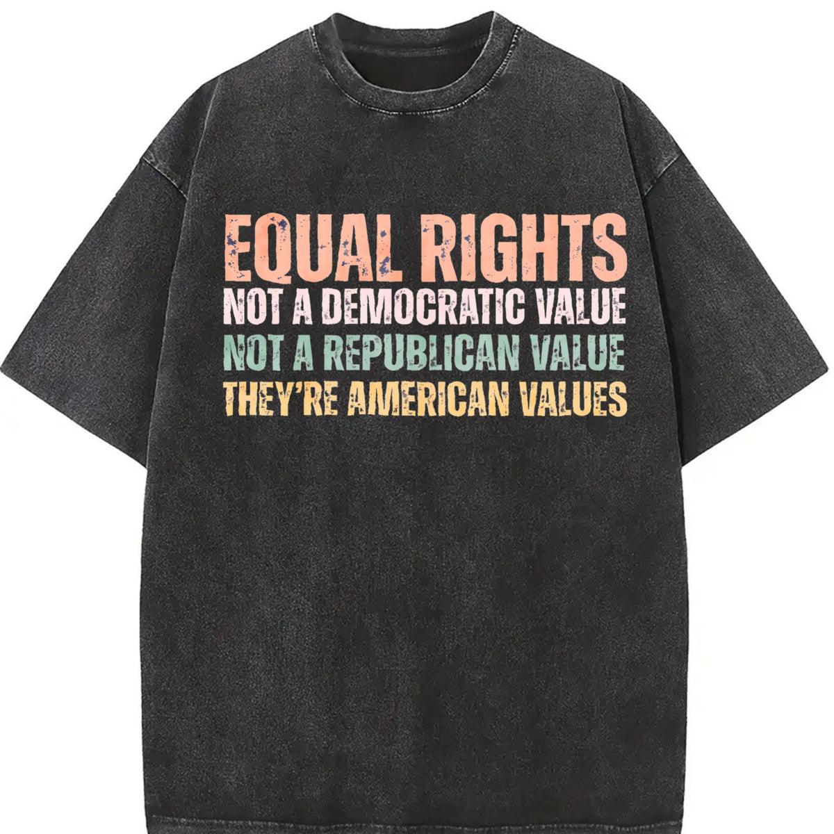 Equal Rights an American Value Vintage Washed T-Shirt in Black