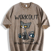 Animal Workout Fitness Suspended Pot Cat 1pc Vintage Washed T-Shirt in Brown
