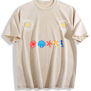 Coastal Icons Embroidered Vintage Washed T-Shirt in Beige