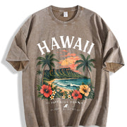 Paradise Found Hawaii Vintage Washed T-Shirt in Brown