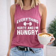 Everything Hurts and I'm Hungry Women's Color Cotton Tank Top in Red