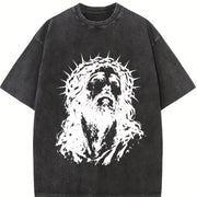 Crown of Thorns Jesus Bold Christian Faith Easter Vintage Washed T-Shirt in Black