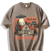 Retro UFO Get in Loser We're Going Insane Y2k Vintage Washed T-Shirt in Brown