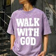 Walk with God Vintage Washed T-Shirt in Purple