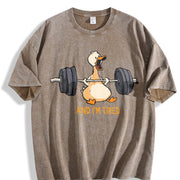 And I'm Tired Weightlifting Goose Vintage Washed T-Shirt in Brown