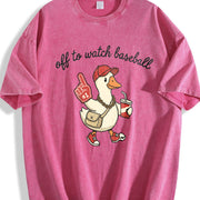 Off to Watch Baseball Goose Vintage Washed T-Shirt in Red