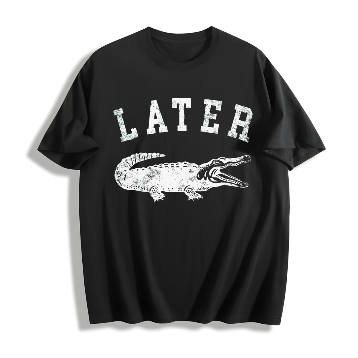 Youth Later Alligator Sarcastic Gator Joke for Kids Animal Cotton T-Shirt in Black