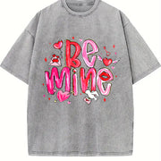 🌹 Love Cupid Says Be Mine Vintage Washed T-Shirt in Gray