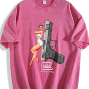 Glock Perfection Pin-up Girl Vintage Washed T-Shirt in Red